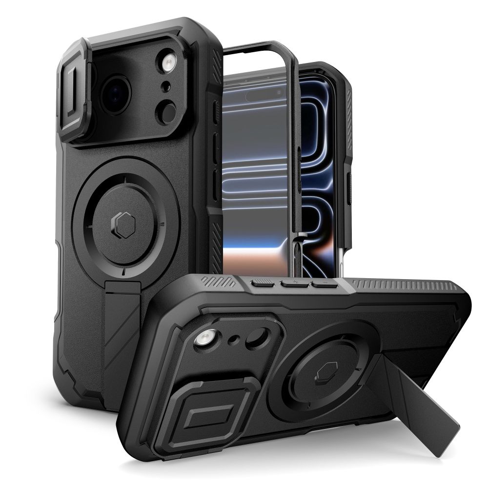 Tech-Protect Kevlar magnetinis MagSafe dėklas telefonui iPhone 17 Pro Max - juodas