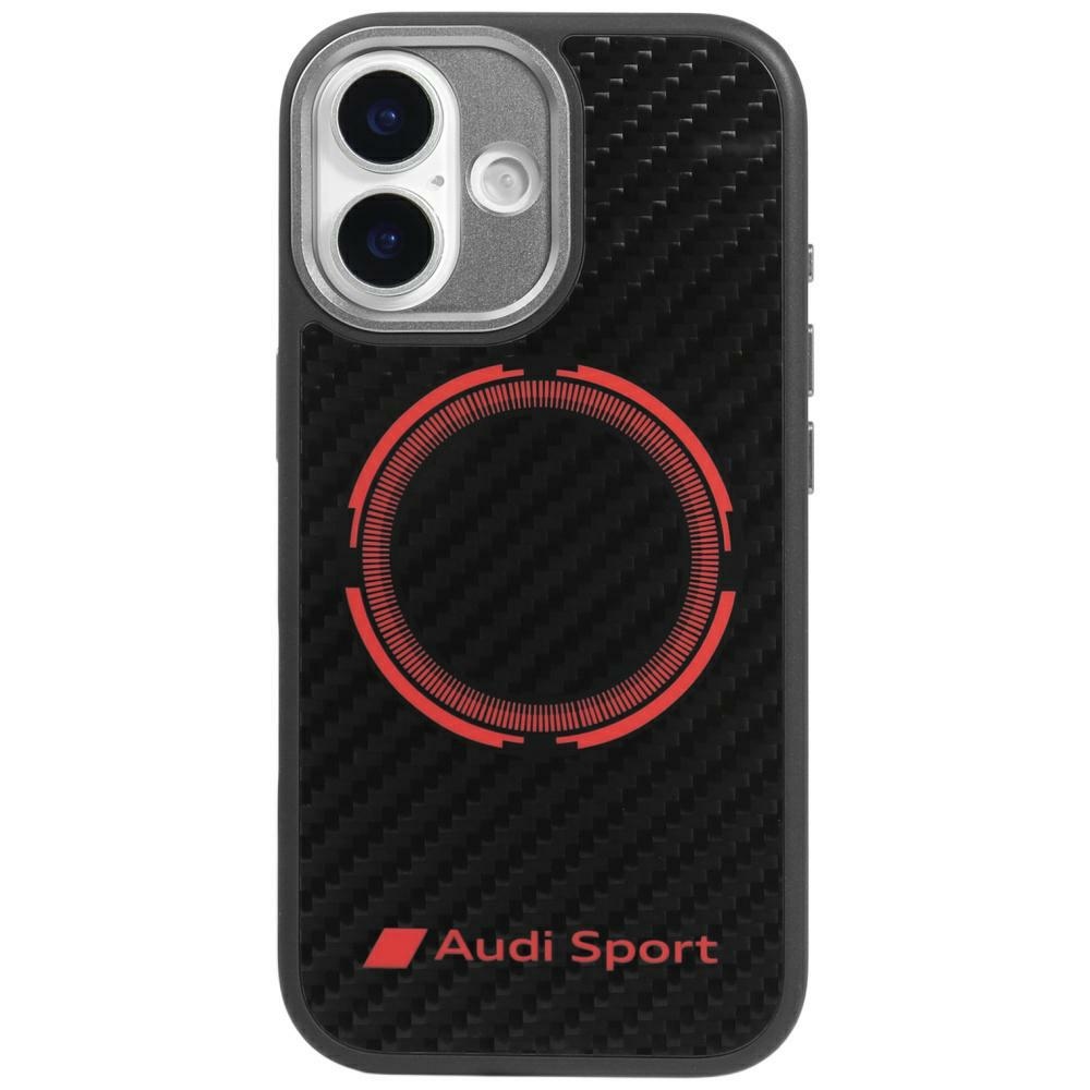 Audi RSQ Anglies pluošto Sportinis raudonas apskritimas Magnetinis dėklas telefonui iPhone 17 - juodas