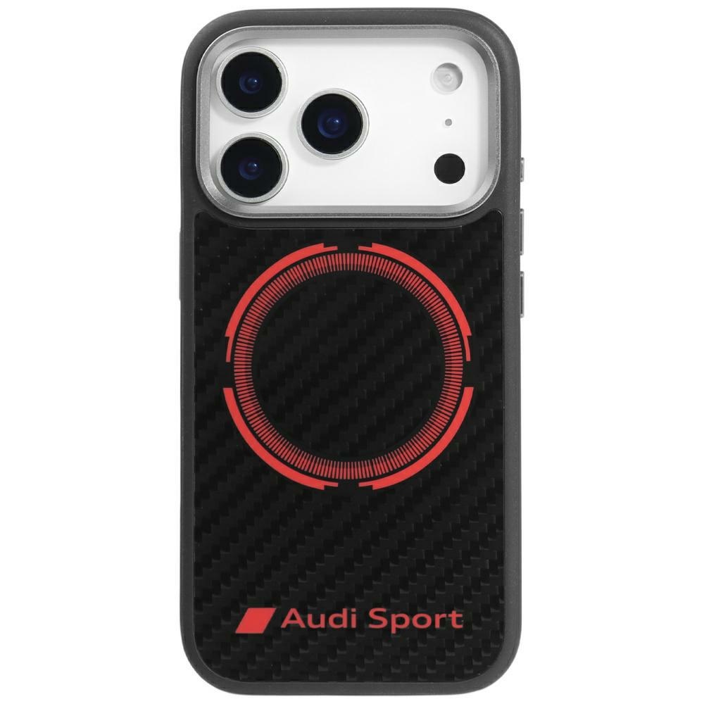 Audi RSQ Anglies pluošto Sportinis raudonas apskritimas Magnetinis dėklas telefonui iPhone 17 Pro - juodas