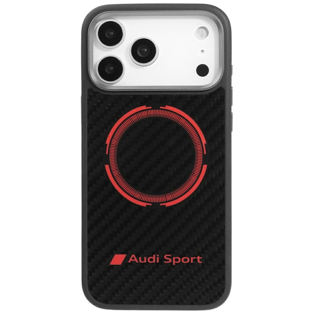 Audi RSQ Anglies pluošto Sportinis raudonas apskritimas Magnetinis dėklas telefonui iPhone 17 Pro Max - juodas