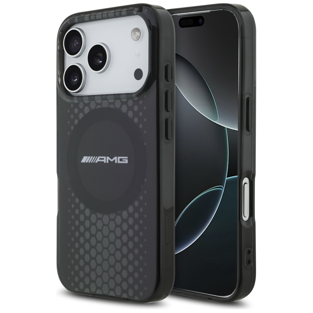AMG Dvigubo sluoksnio permatomas grafikos magnetinis dėklas telefonui iPhone 17 Pro - juodas