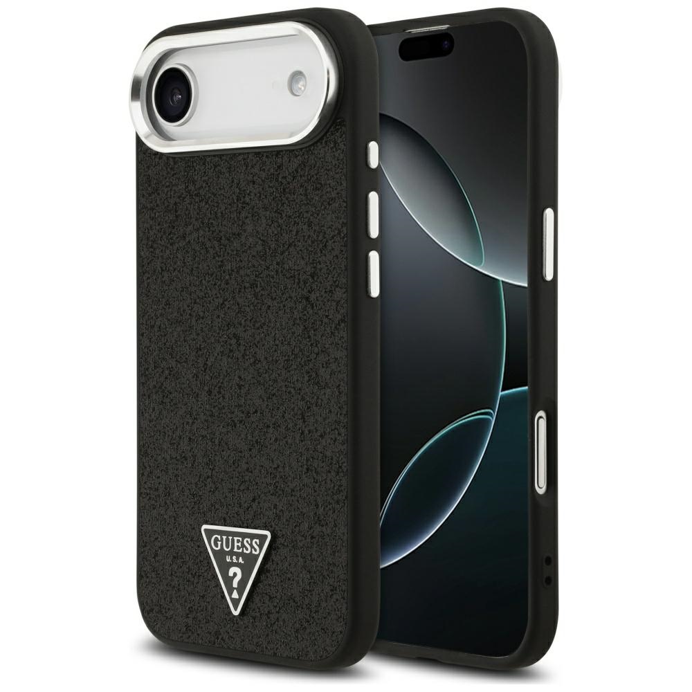 Guess Blizgus Trikampio Logotipas Magnetinis dėklas telefonui iPhone 17 Air - juodas