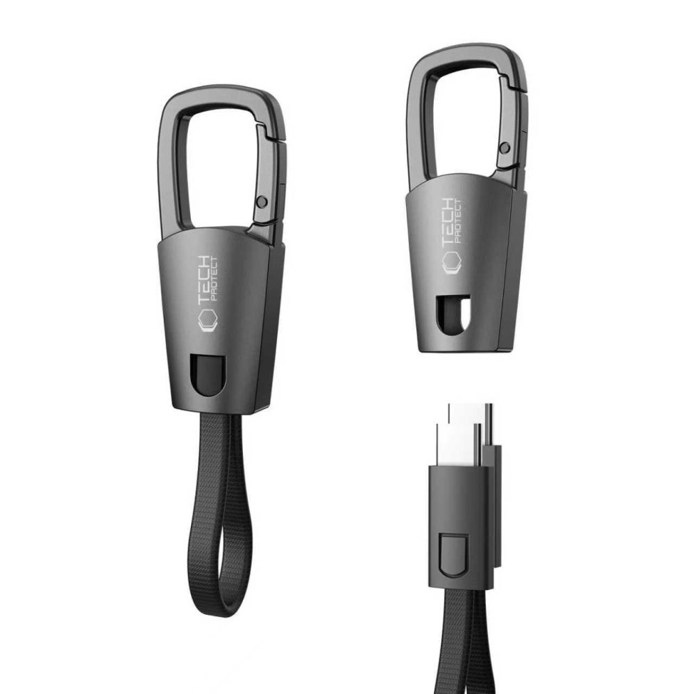 Tech-Protect Ultraboost DNA laidas su pakabuku USB-C PD 60W / 3A - pilkas