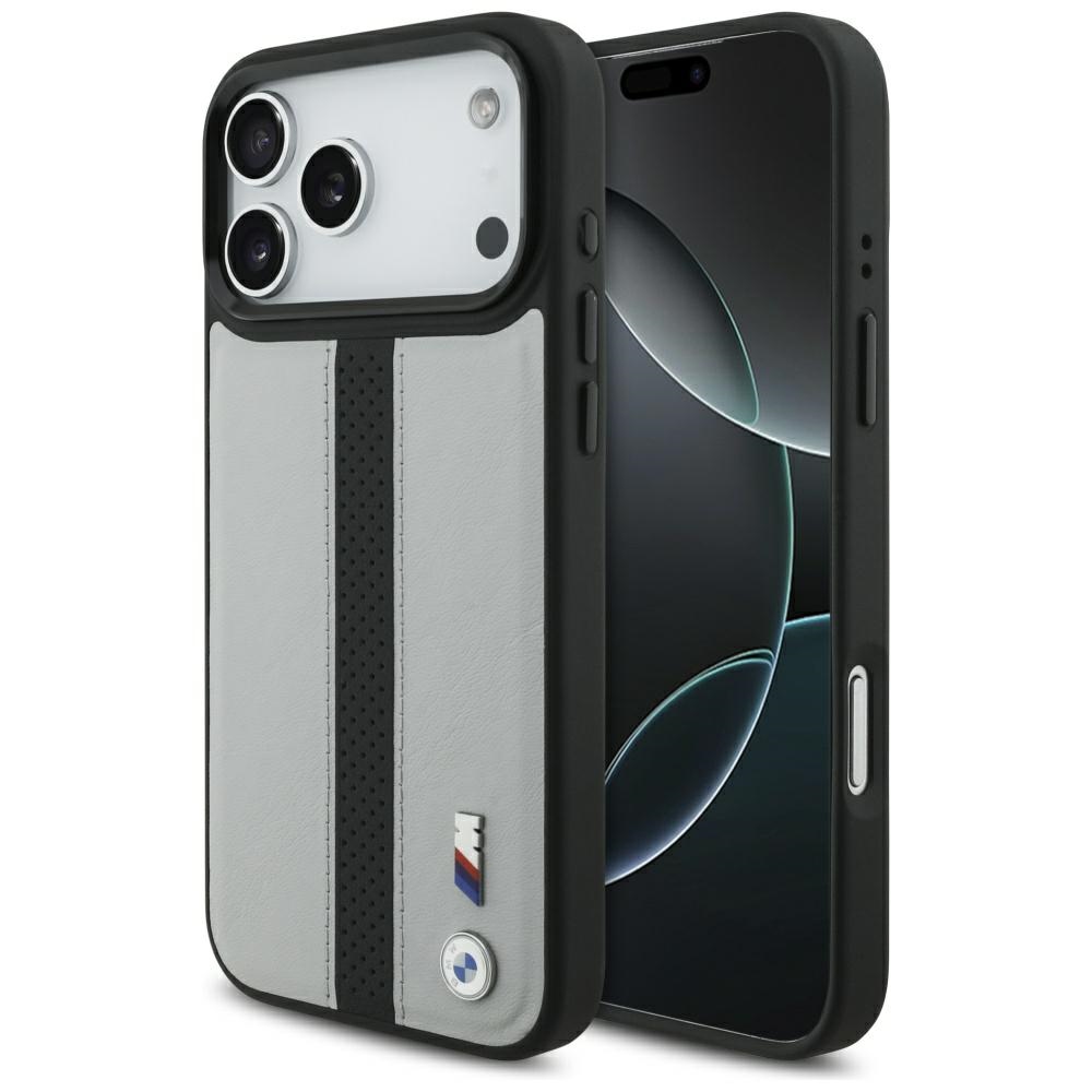 BMW M Perforuoto Dryžio Logotipas Magnetinis Dėklas telefonui iPhone 17 Pro Max - pilkas