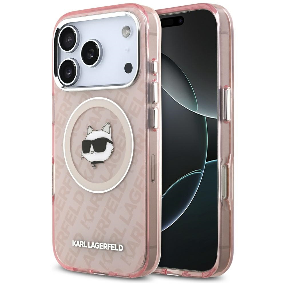 Karl Lagerfeld IML Choupette Head Logo Magnetinis dėklas telefonui MagSafe iPhone 17 Pro Max - rožinis