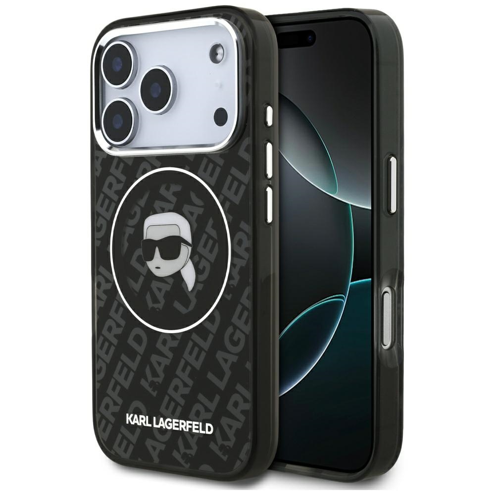 Karl Lagerfeld IML Karl Head Logo Magnetinis dėklas telefonui iPhone 17 Pro - juodas