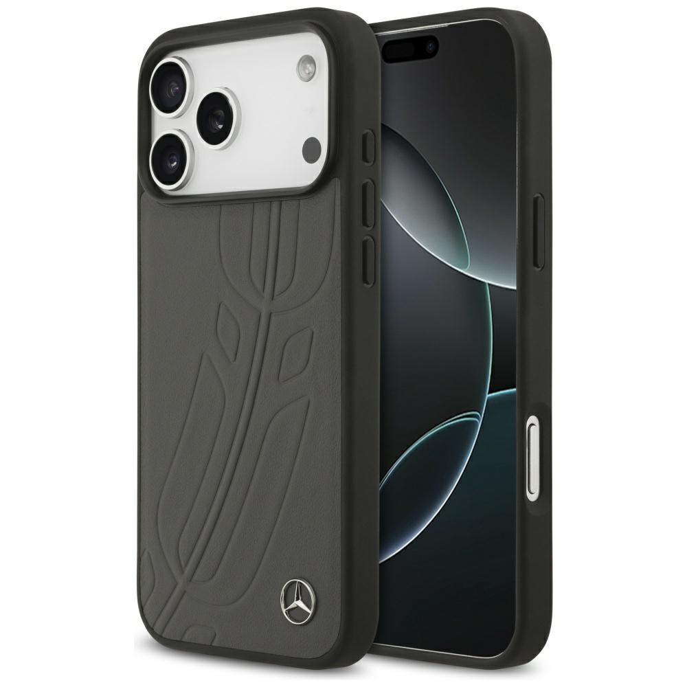 Mercedes Odinis Didelis Laurel Lapų Magnetinis dėklas telefonui iPhone 17 Pro Max - Juodas ir Pilkas