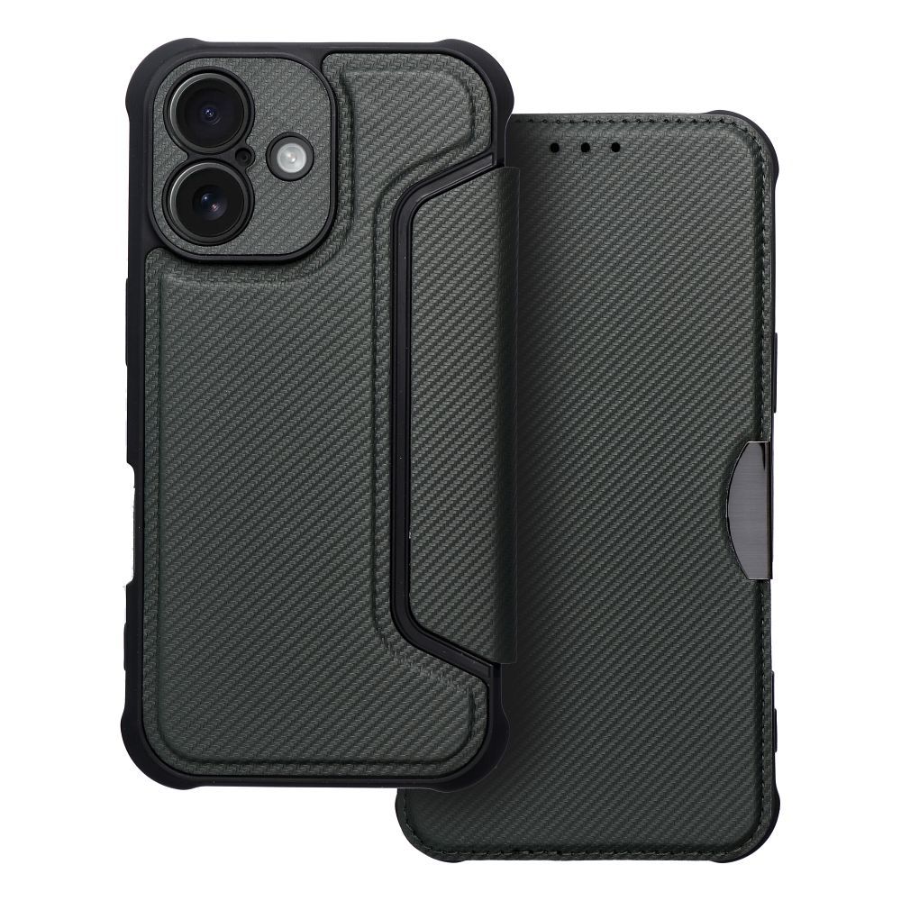 RAZOR knygos tipo dėklas telefonui IPHONE 16 Plus tamsiai žalias