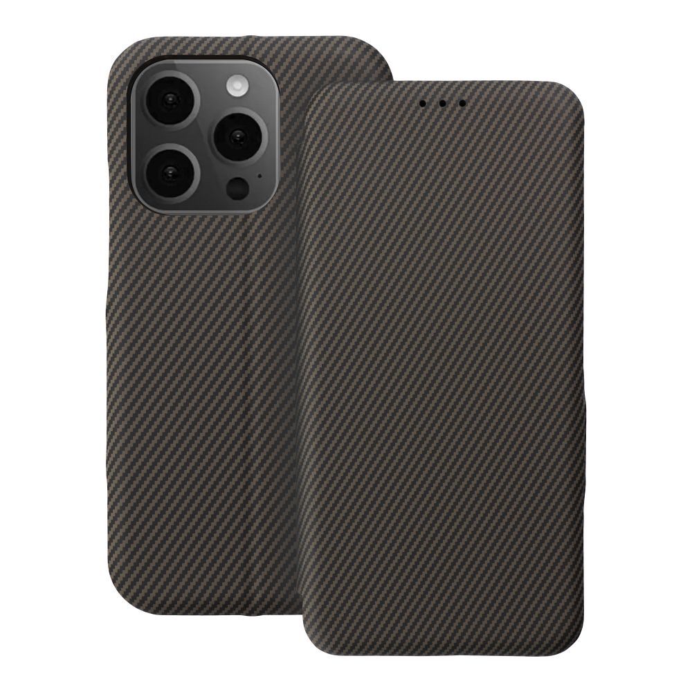 FOLIO šoninis magnetinis knygos tipo dėklas, skirtas IPHONE 14 PRO, rudas spalvos