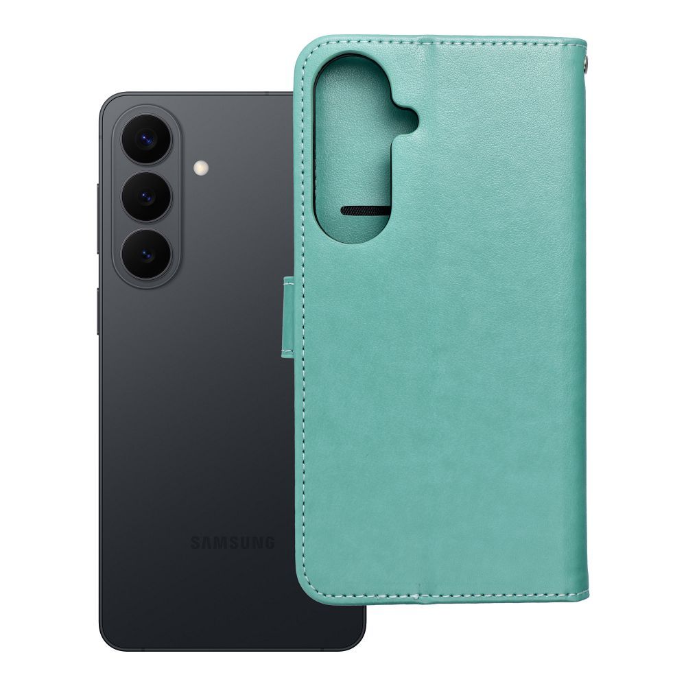 MEZZO knygos tipo dėklas telefonui SAMSUNG S26 Edge su sapnų gaudykle, žalias