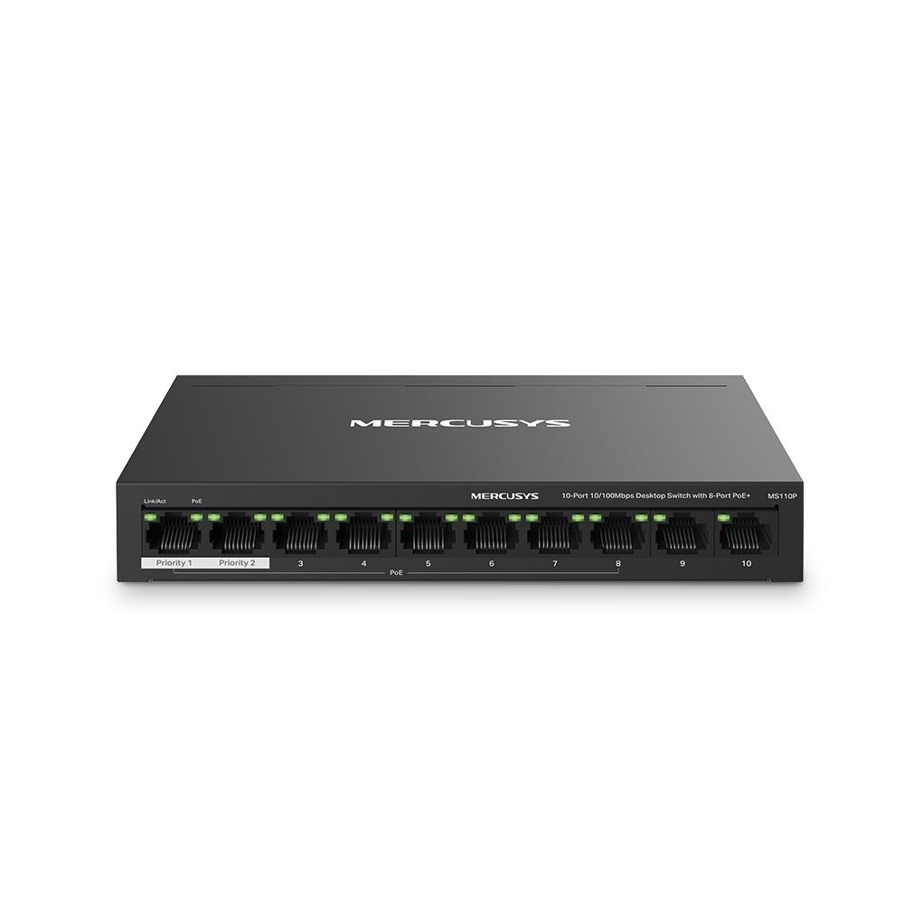 Mercusys MS110P komutatorius, 10x10/100, 8xPoE+