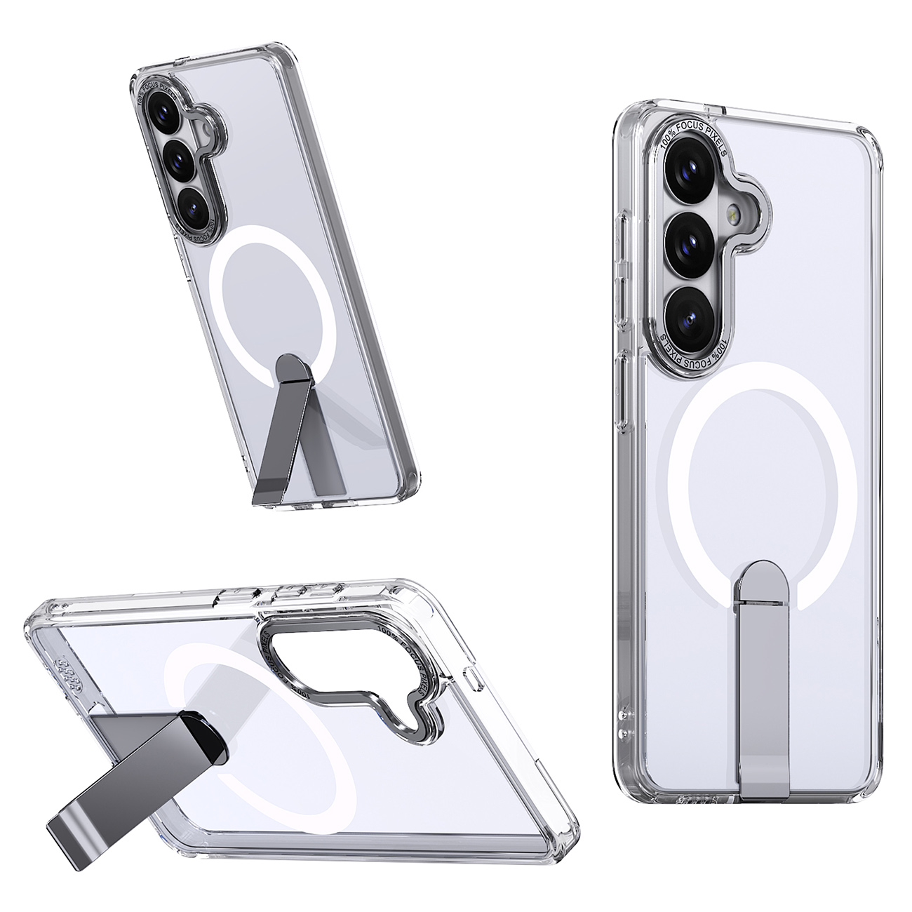 Hybrid Armor X deklas Samsung Galaxy S26 su stovu, suderinamas su MagSafe - skaidrus