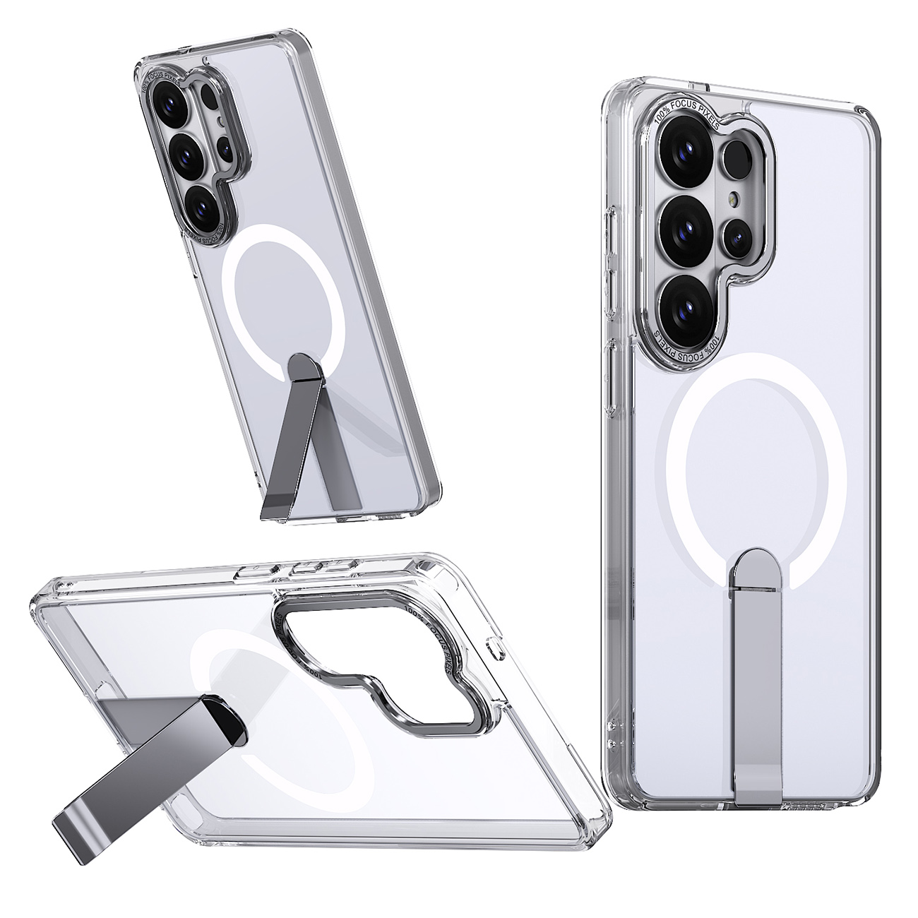 Hybrid Armor X deklas Samsung Galaxy S26 Ultra su stovu, suderinamas su MagSafe - skaidrus