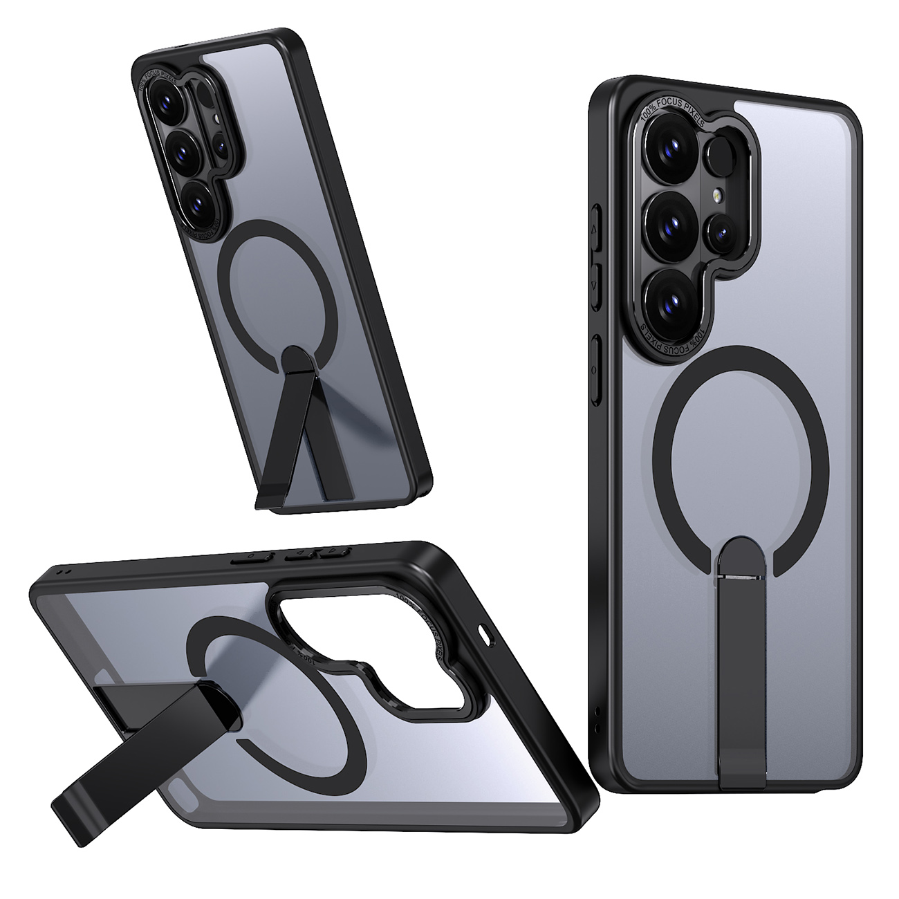 Hybrid Armor X deklas Samsung Galaxy S26 Ultra su stovu, suderinamas su MagSafe - juodas
