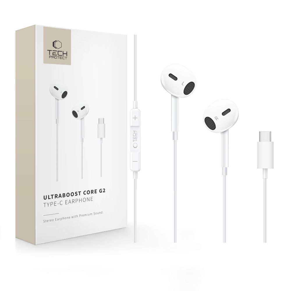 Tech-Protect Ultraboost Core G2 USB-C ausinės - baltos