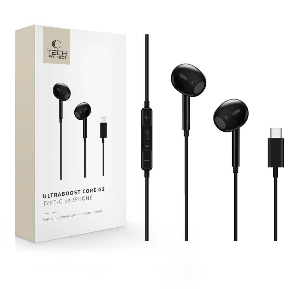 Наушники Tech-Protect Ultraboost Core G2 USB-C - чёрные