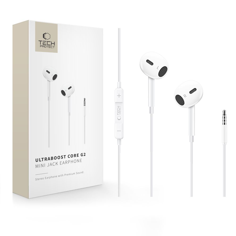 Tech-Protect Ultraboost Core G2 Mini Jack ausinės - baltos