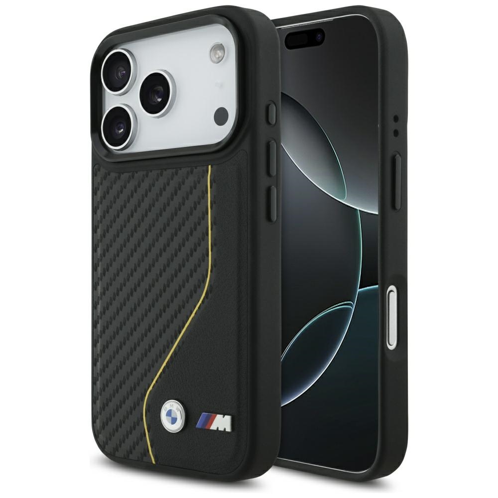 BMW M Carbon Line & Logo Magnetinis dėklas telefonui iPhone 17 Pro - geltonas