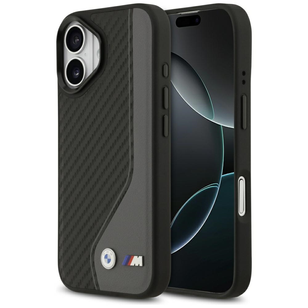 BMW dėklas telefonui IPHONE 17, suderinamas su MagSafe BMHMP17S25PCCSCAK (PU anglies logotipas) antracito
