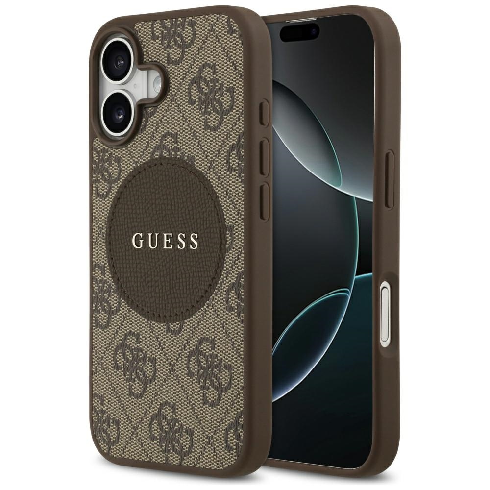 Guess 4G Circle Classic Logo Magnetinis dėklas telefonui iPhone 17 - ruda