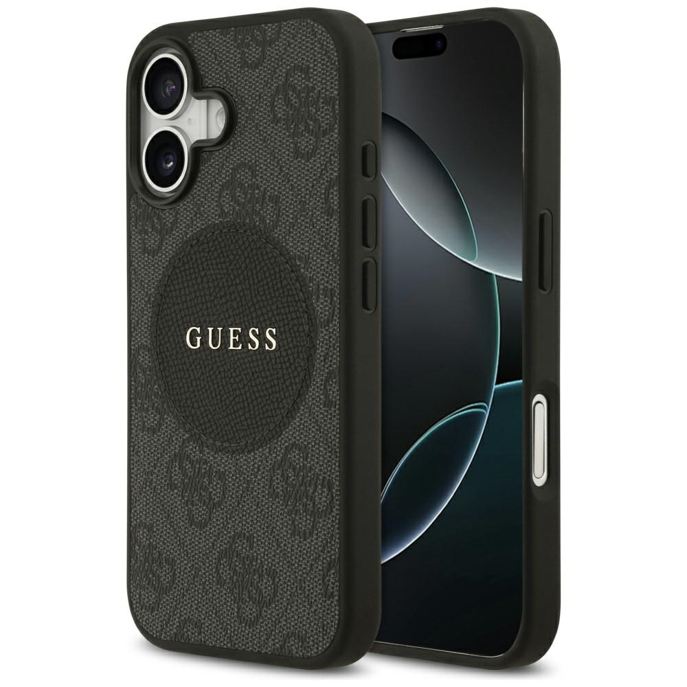 Guess 4G Circle Classic Logo Magnetinis dėklas telefonui iPhone 17 - juodas