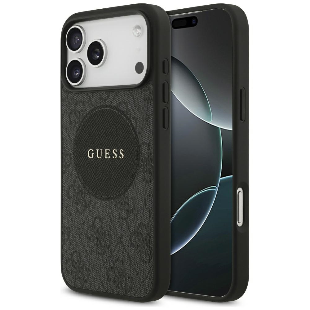 Guess 4G Circle Classic Logo Magnetinis dėklas telefonui iPhone 17 Pro Max - juodas