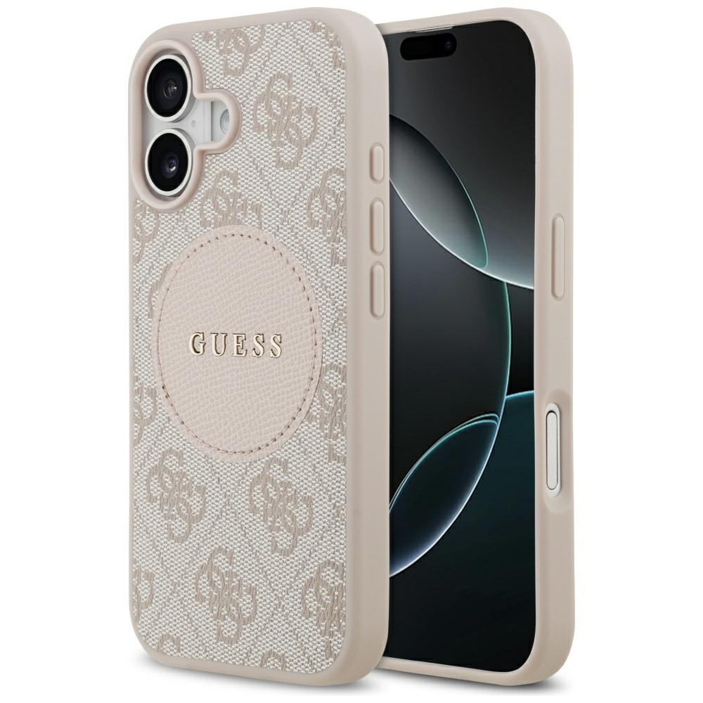 Guess 4G Circle Classic Logo Magnetinis dėklas telefonui iPhone 17 - rožinė