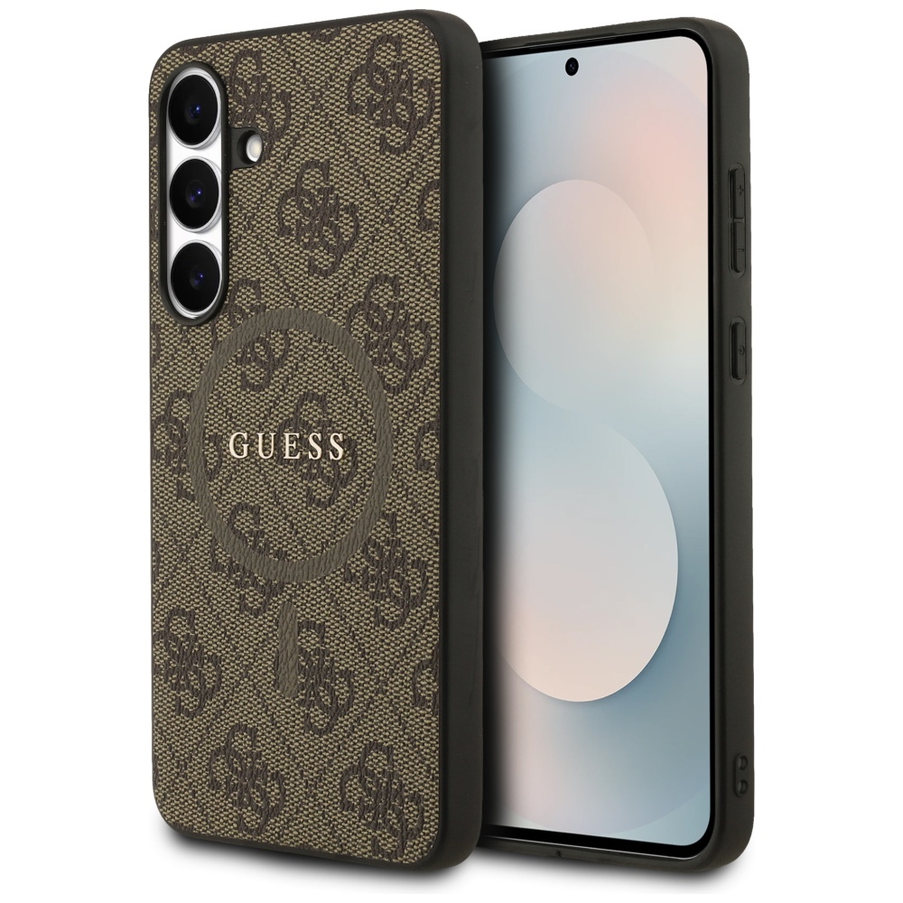 Guess 4G Ring Classic Logo Magnetinis dėklas telefonui Samsung Galaxy S25 FE - ruda