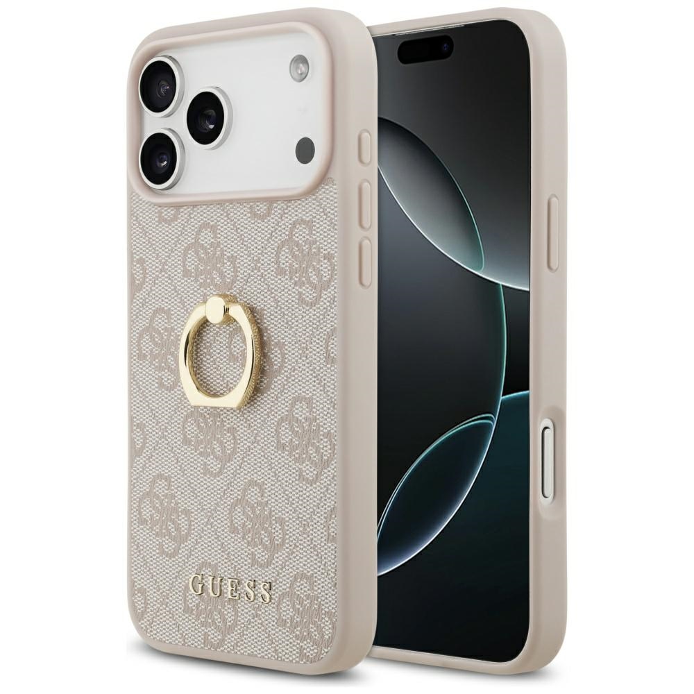 Guess 4G Ring Stand dėklas telefonui iPhone 17 Pro Max - rožinė