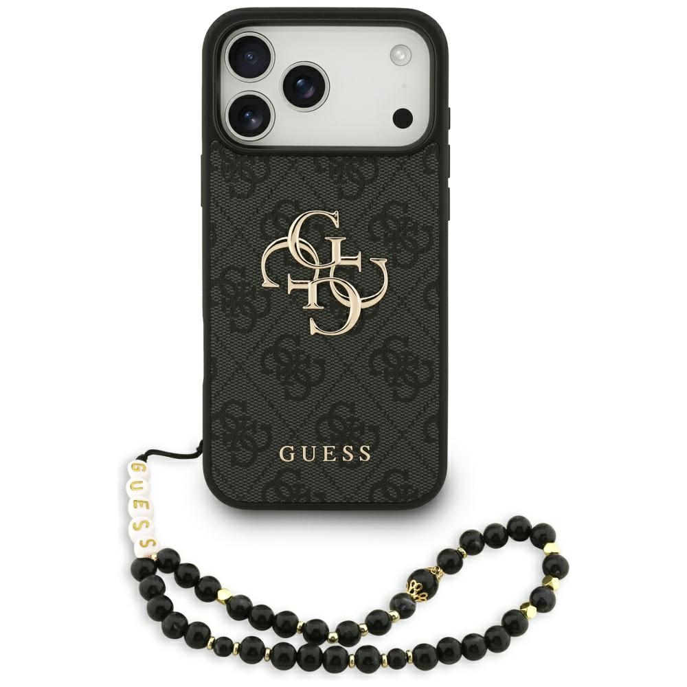 Dėklas Guess PU 4G Metal Logo Strap Apple iPhone 17 Pro Max juodas