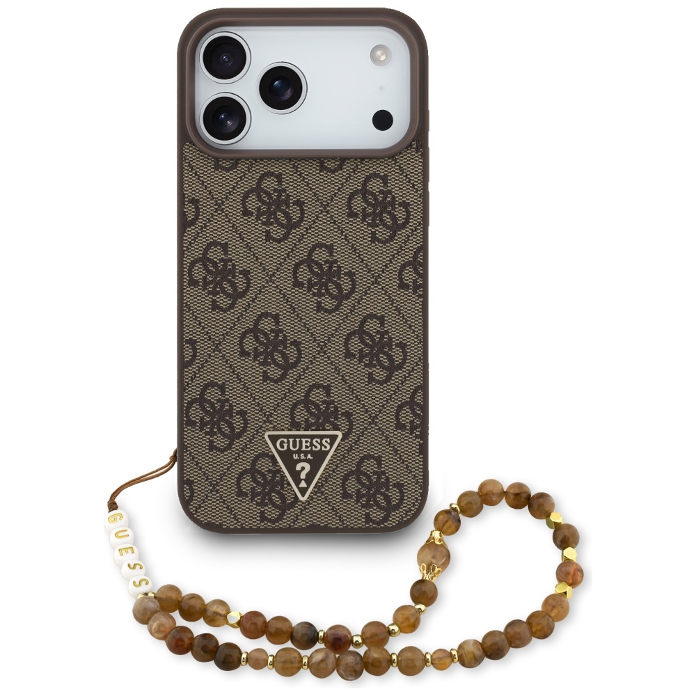 Guess 4G Strap Triangle Logo Magnetinis dėklas telefonui iPhone 17 Pro Max - ruda