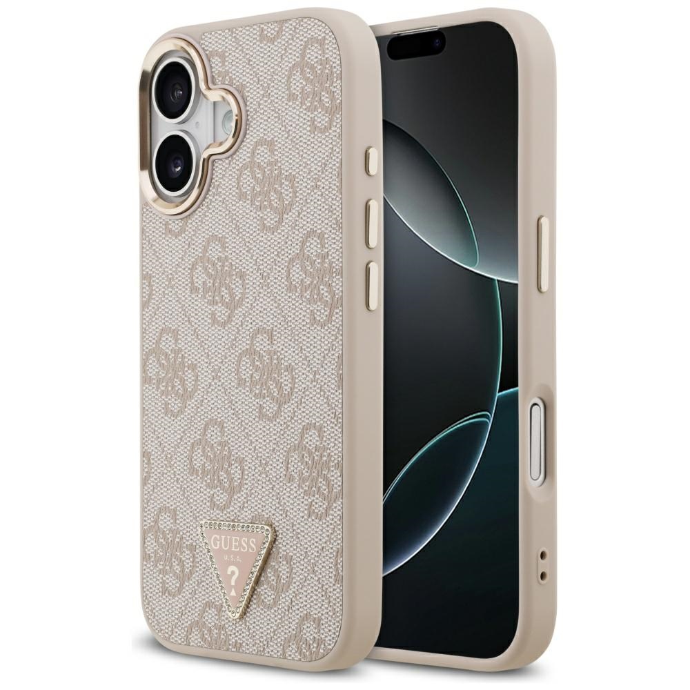 Guess 4G Triangle Logo Magnetinis dėklas telefonui iPhone 17 - rožinis auksas