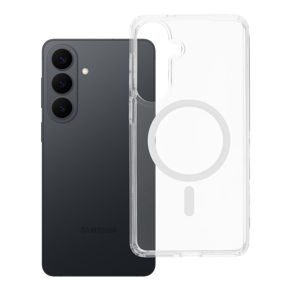 Clear Elite Mag Cover anti-geltonavimas, suderinamas su kameros valdymo mygtuku ir Magnetiniu SAMSUNG S26 Edge permatomas