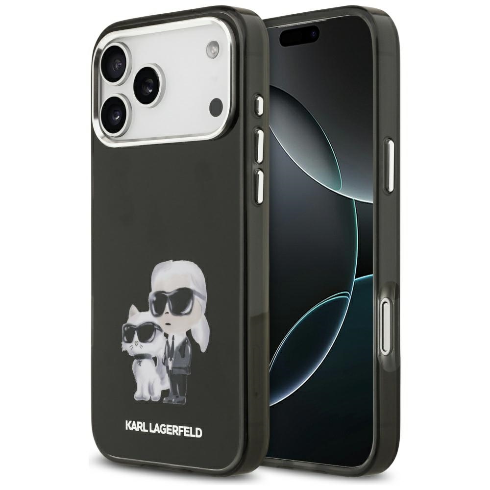 Karl Lagerfeld IML Aquarelle Karl & Choupette & Logo Magnetinis dėklas telefonui iPhone 17 Pro Max - juodas