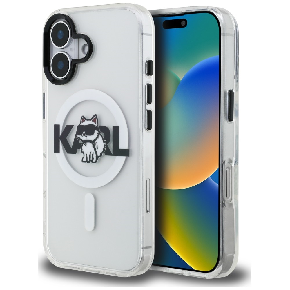 Karl Lagerfeld IML Choupette Sketch Logo Magnetinis dėklas telefonui iPhone 17 - skaidrus