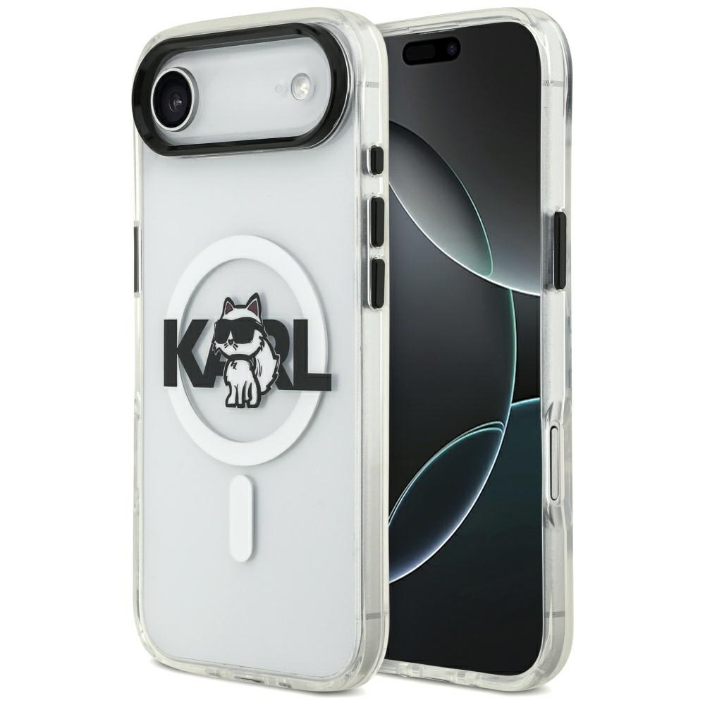 Karl Lagerfeld IML Choupette Sketch Logo Magnetinis dėklas telefonui iPhone Air - skaidrus