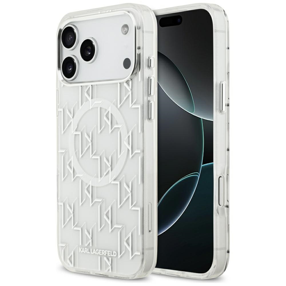 Karl Lagerfeld IML KL Monograma Magnetinis dėklas telefonui iPhone 17 Pro Max - baltas