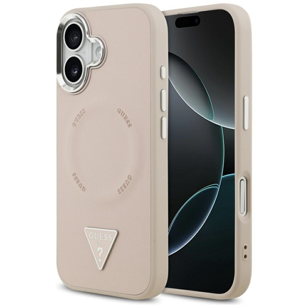 Guess Trikampio logotipo magnetinis dėklas iPhone 17 - rožinis
