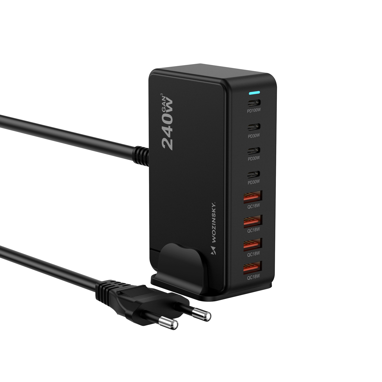 Wozinsky 240W GaN QC3 įkrovimo stotelė - juodas