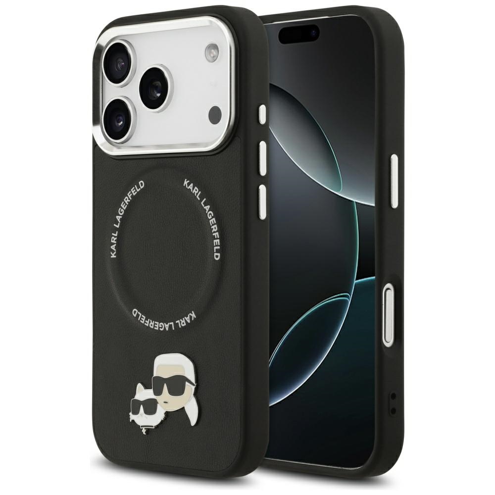 Karl Lagerfeld Karl & Choupette Pins MagSafe dėklas telefonui iPhone 17 Pro Max - juodas