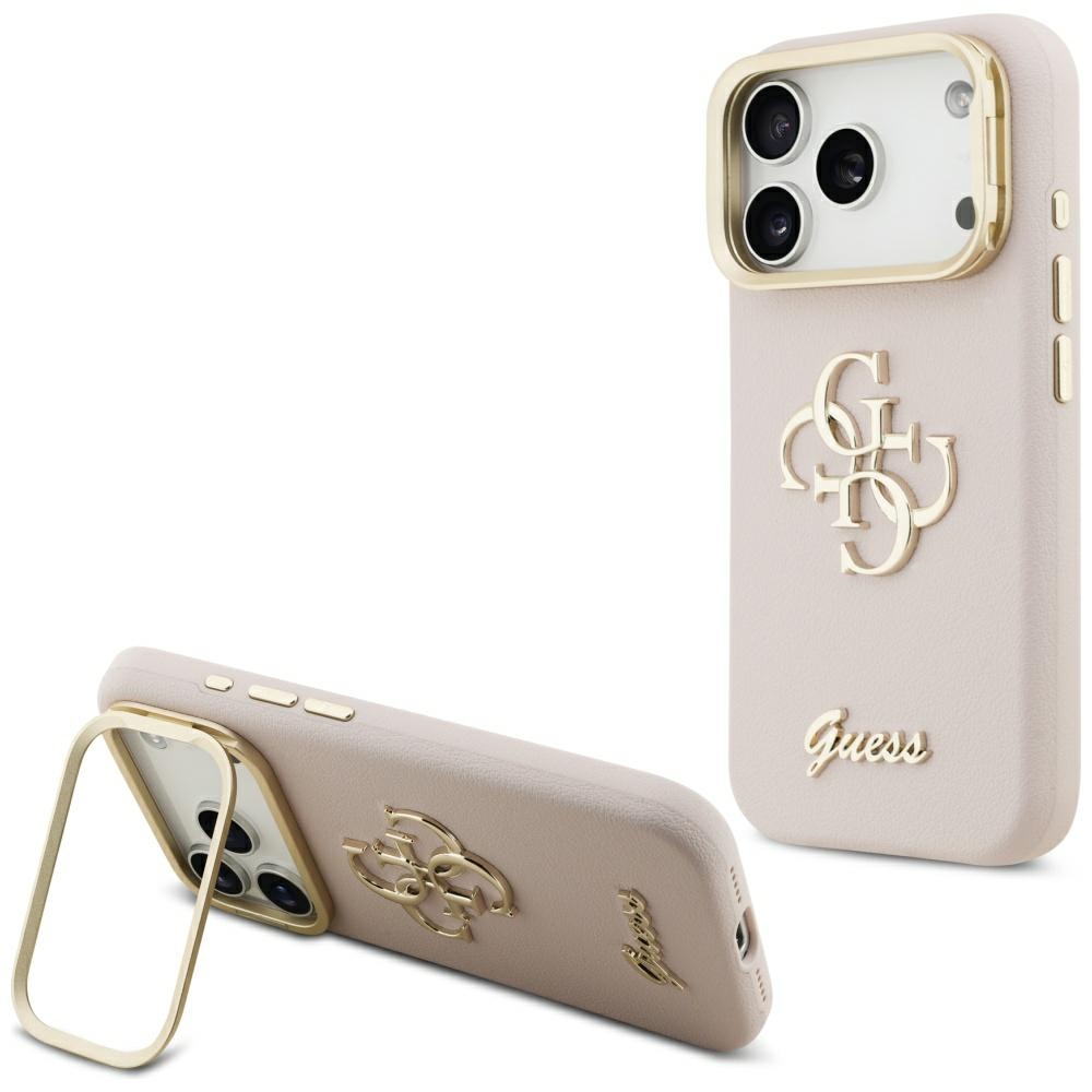 GUESS dėklas telefonui IPHONE 17 Pro GUHCP17LPCS4GSP (Grained PU Big 4G & Stand Camera) rožinė