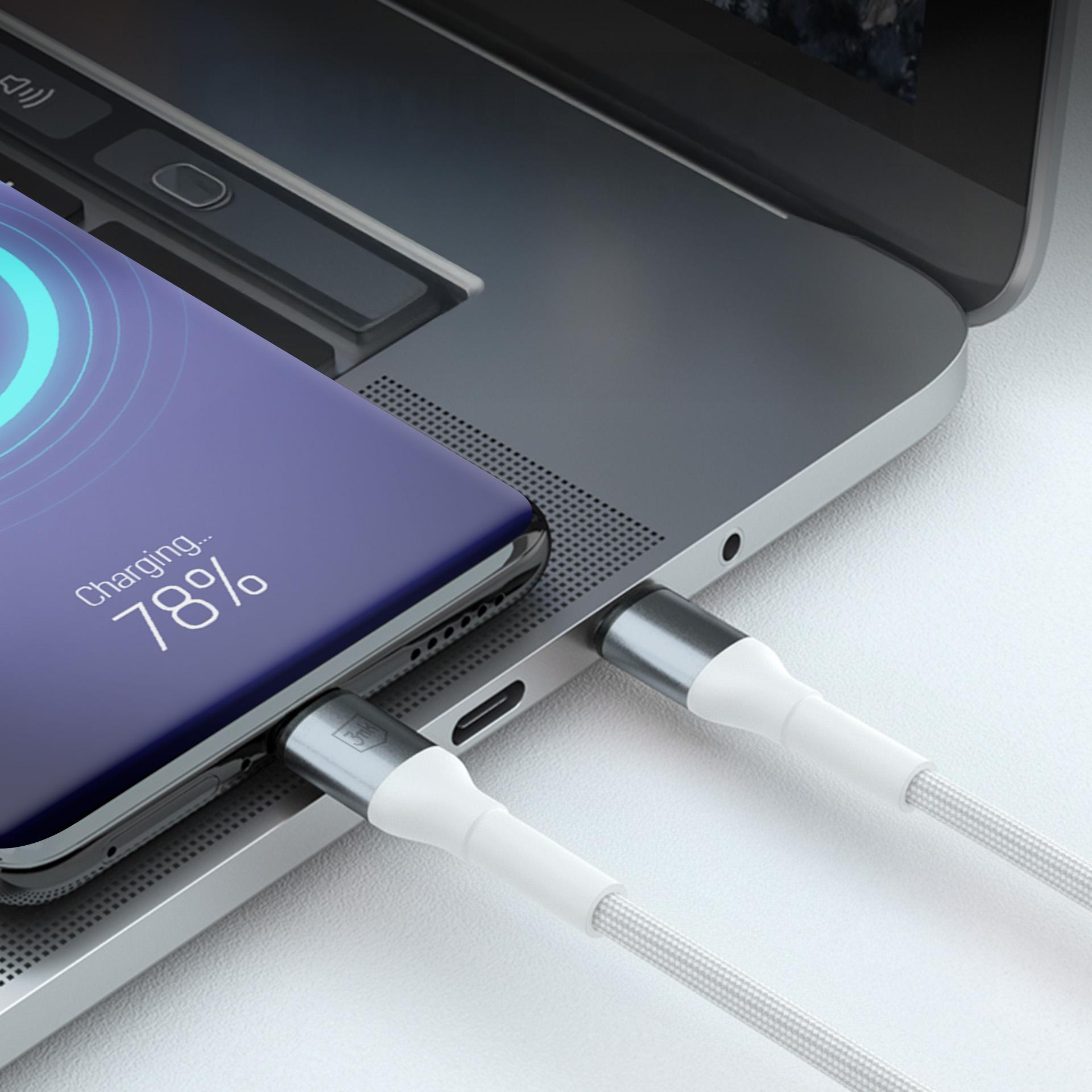 3mk Hyper Cable N-SERIES USB-A / USB-C 1m 9V/2A 18W laidas - baltas