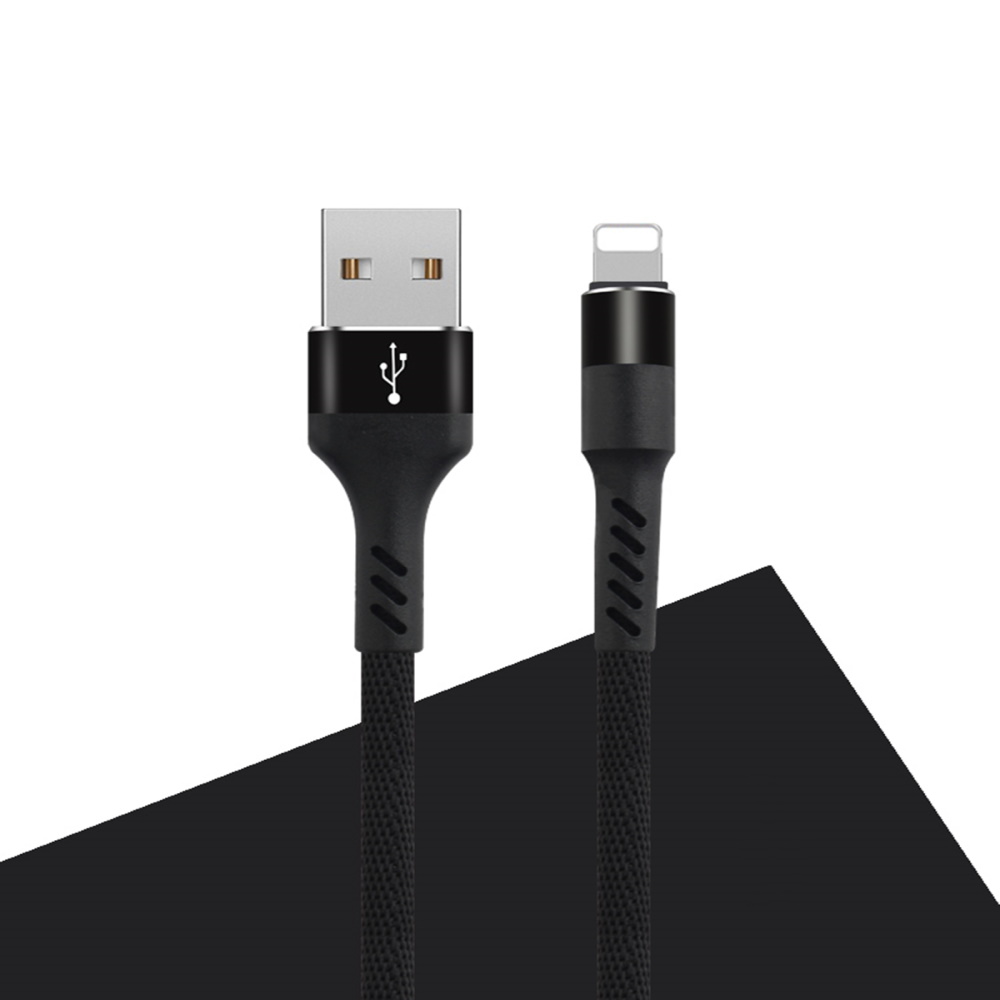 "Maxlife MXUC-01" USB - "Lightning" kabelis 1,0 m 2A juodas nailonas