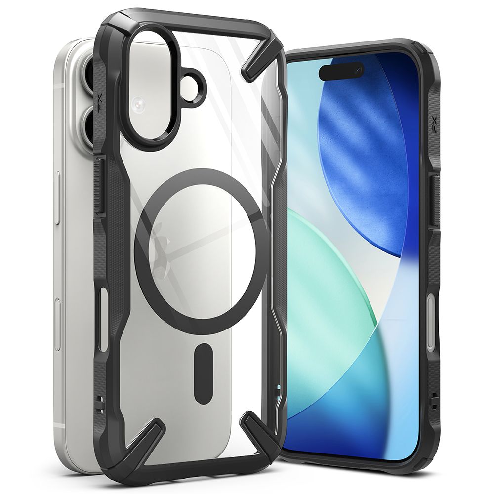 "Ringke Fusion X" magnetinis "MagSafe" dėklas "iPhone 17" - juodas
