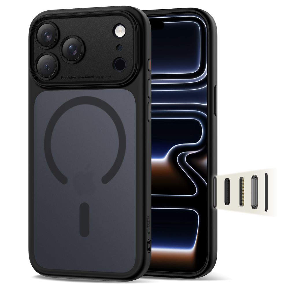 Tech-Protect Magpeak MagSafe CC dėklas telefonui iPhone 17 Pro - matinės juodos spalvos