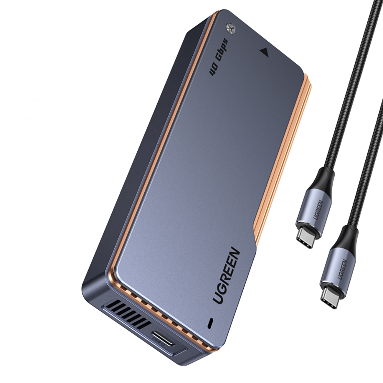 Ugreen D703 USB4 40Gb/s M.2 NVMe SSD dėklas su aktyviu aušinimu - pilkas