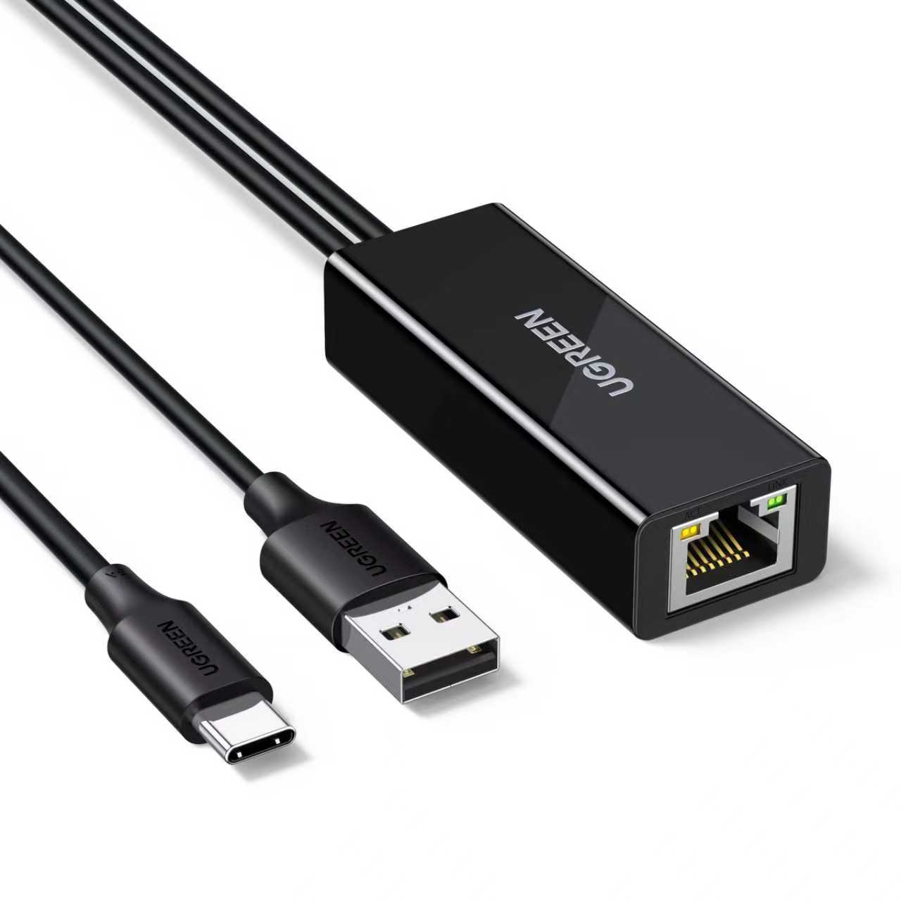 Ugreen USB-C į RJ45 10/100 Mbps tinklo adapteris - juodas