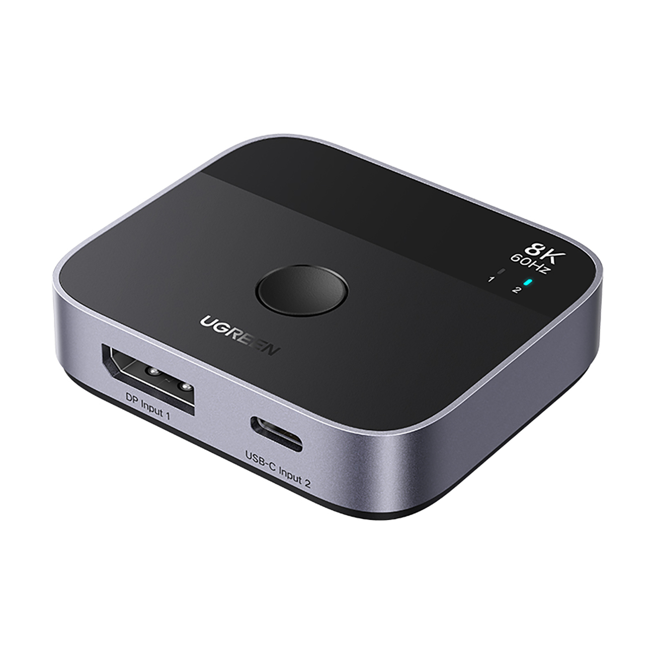 Ugreen DisplayPort/USB-C į USB-C komutatorius - pilkas