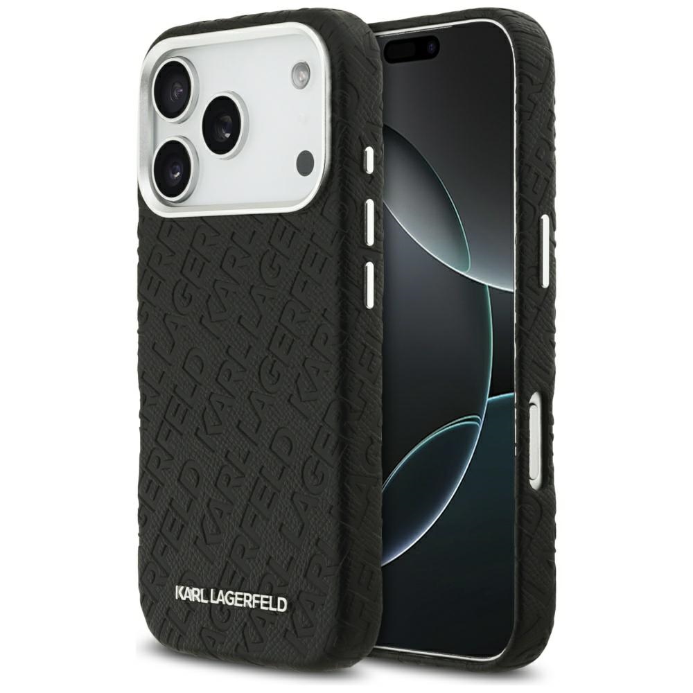 Karl Lagerfeld FW įspaustas Karl MagSafe dėklas telefonui iPhone 17 Pro – juodas
