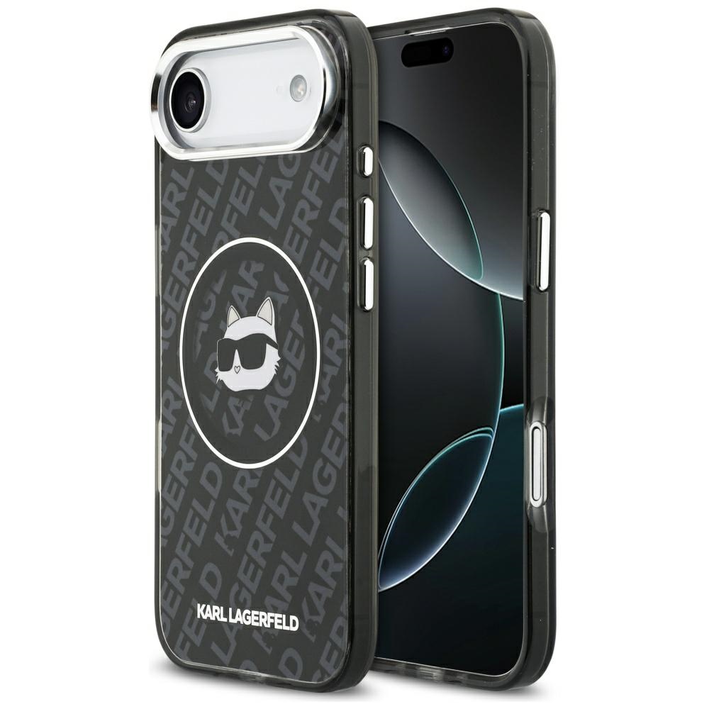 Karl Lagerfeld IML Choupette galvos logotipo magnetinis iPhone Air dėklas - juodas